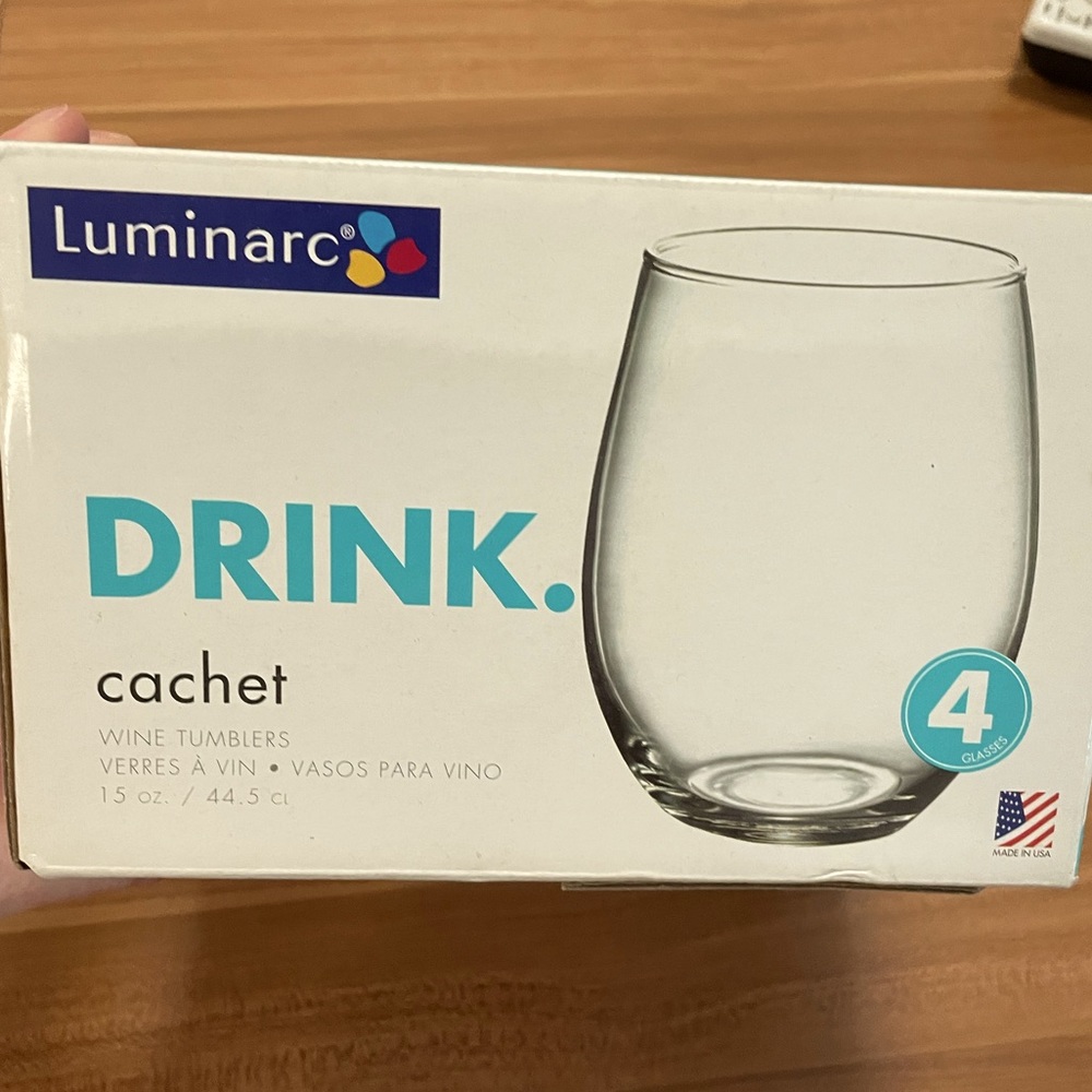 Luminarc set of 8 stemless wine glasses - 15 oz ea